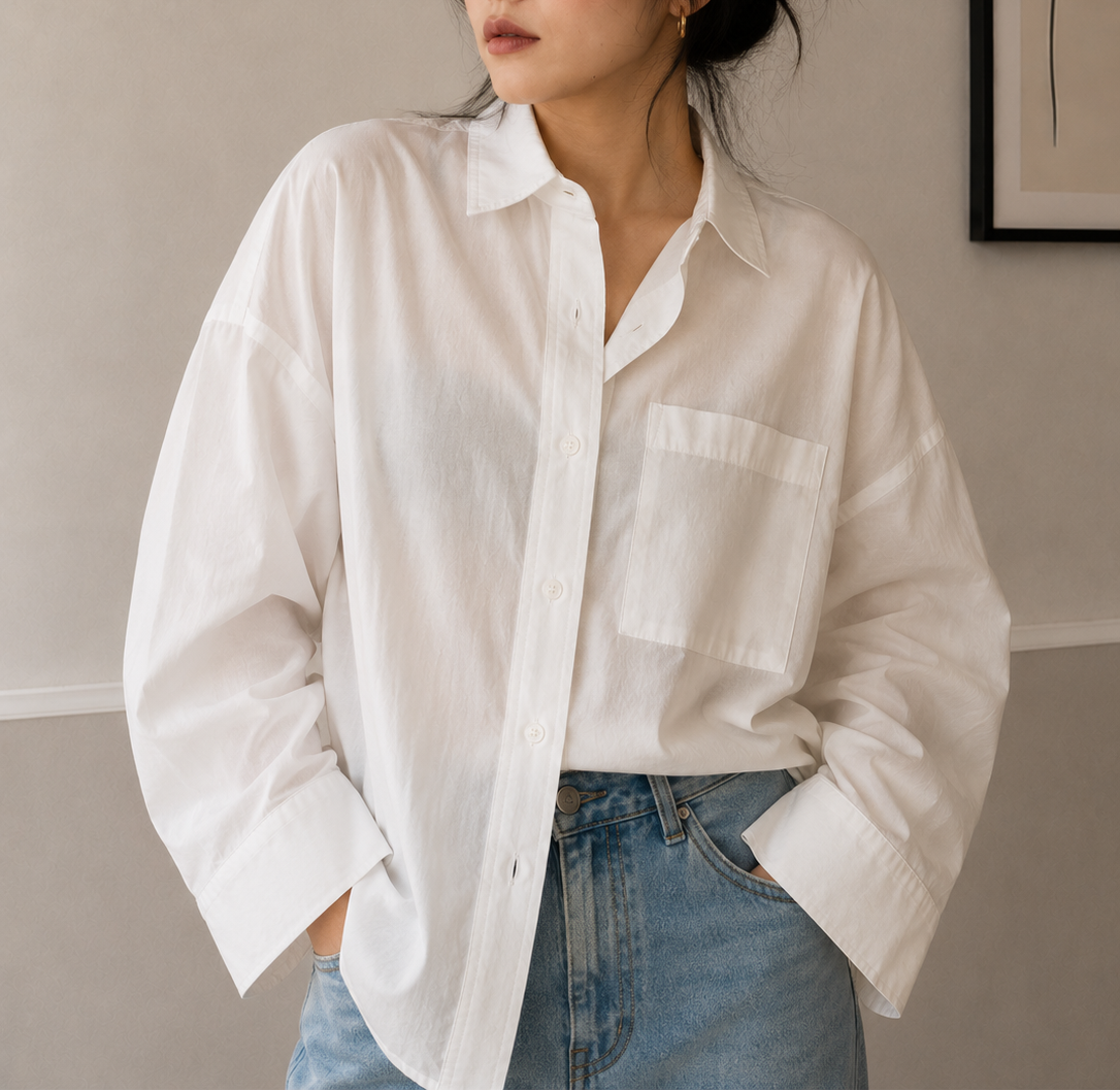 FIONA WHITE COLLAR KIMONO SHIRT