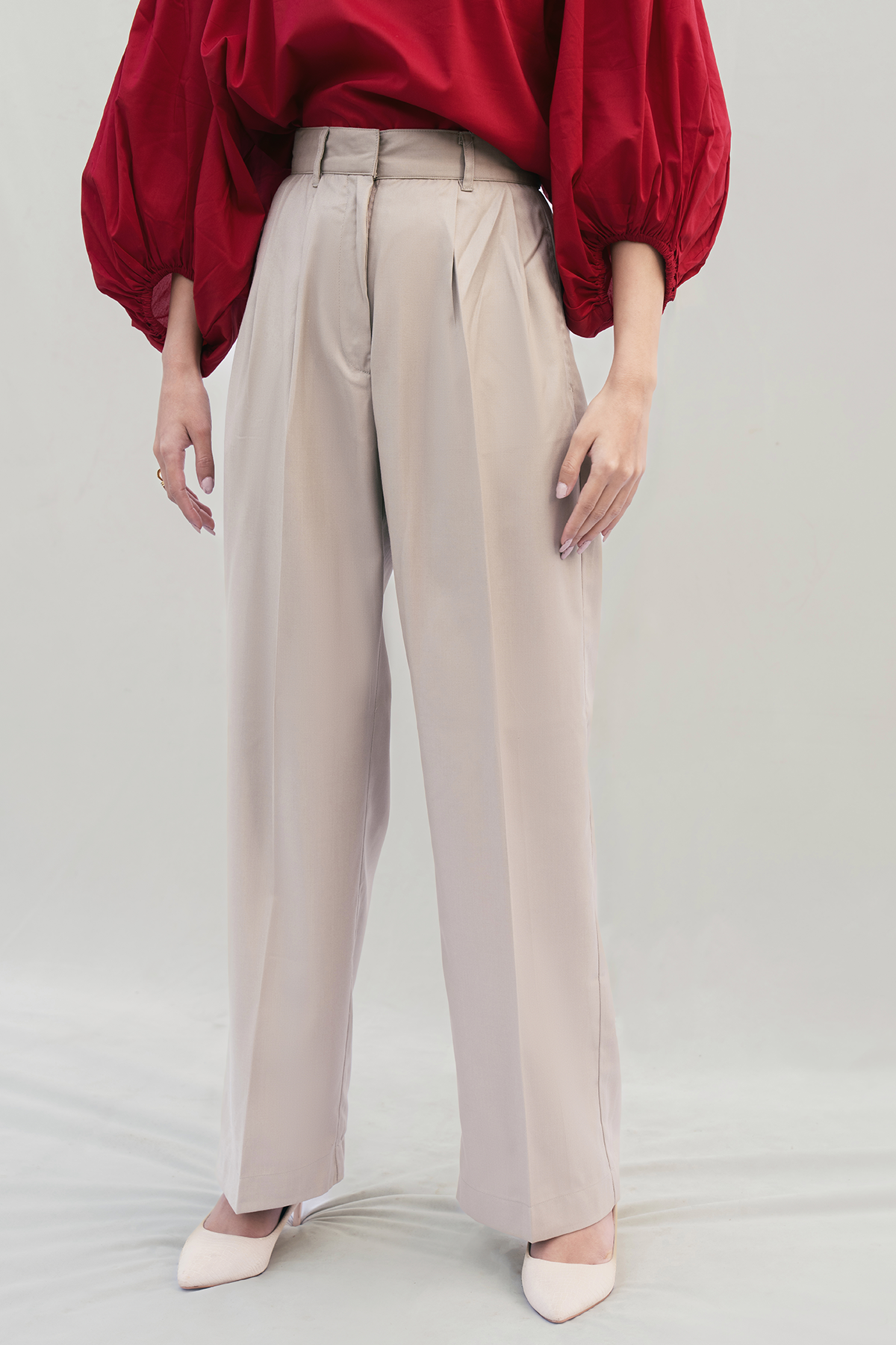 BLOOM RED BALLOON SLEEVES TOP