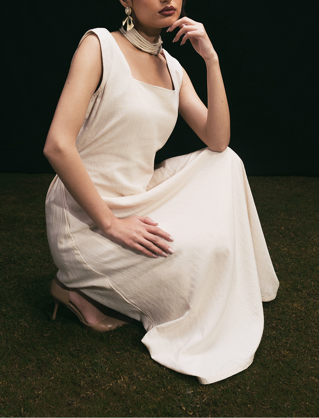 GRACE CREAM MIDI DRESS