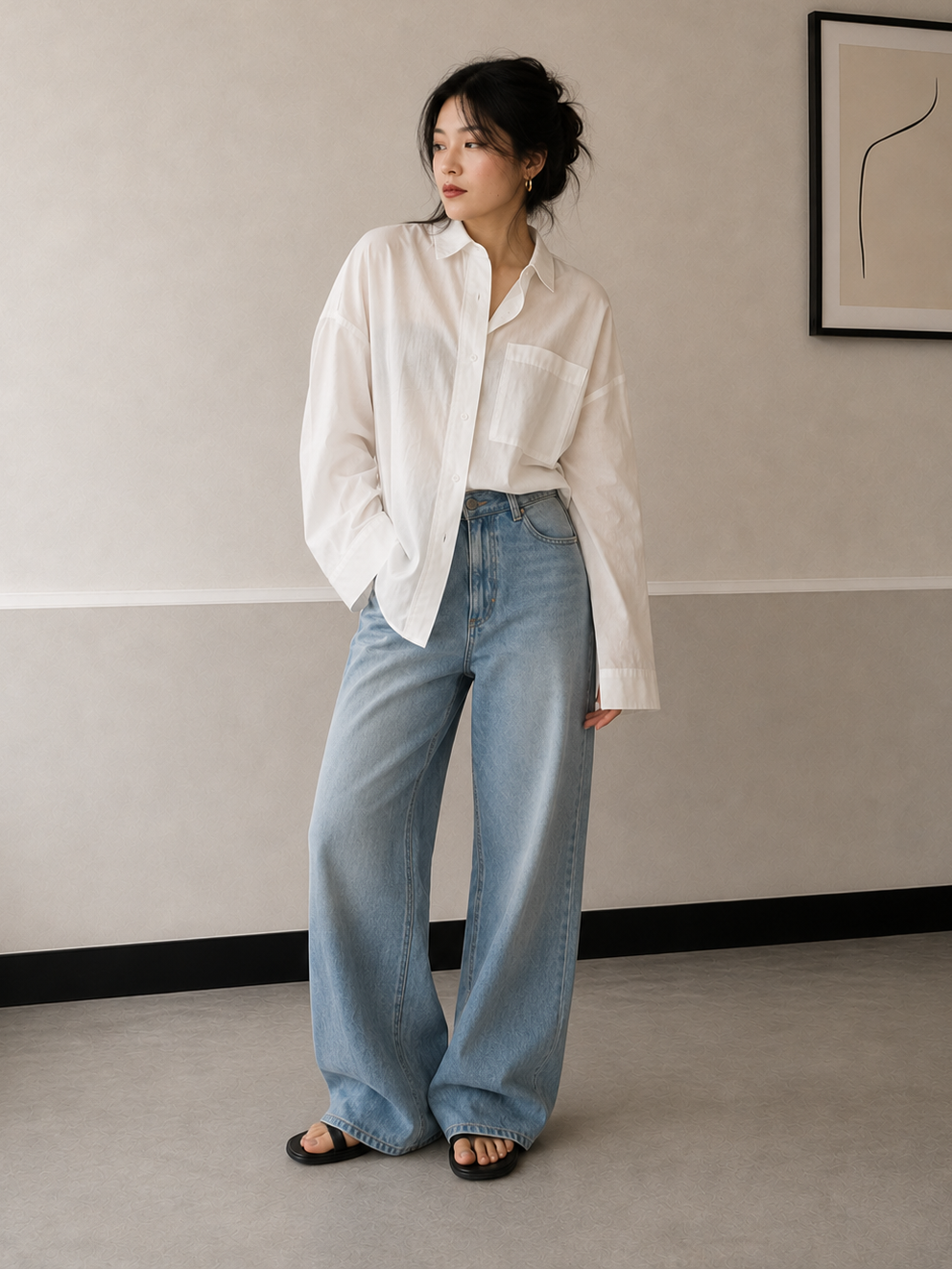 FIONA WHITE COLLAR KIMONO SHIRT