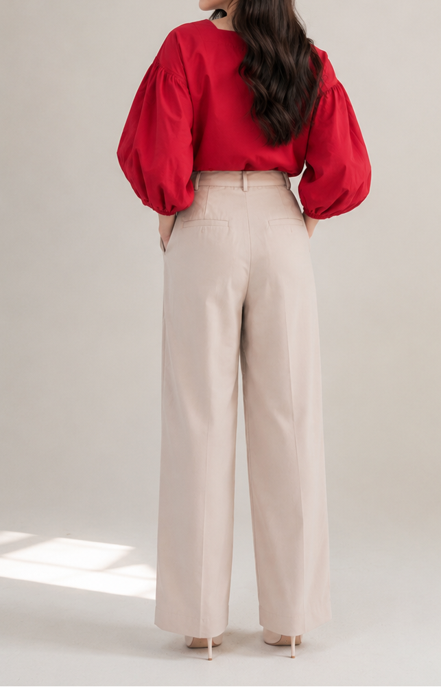 BLOOM RED BALLOON SLEEVES TOP