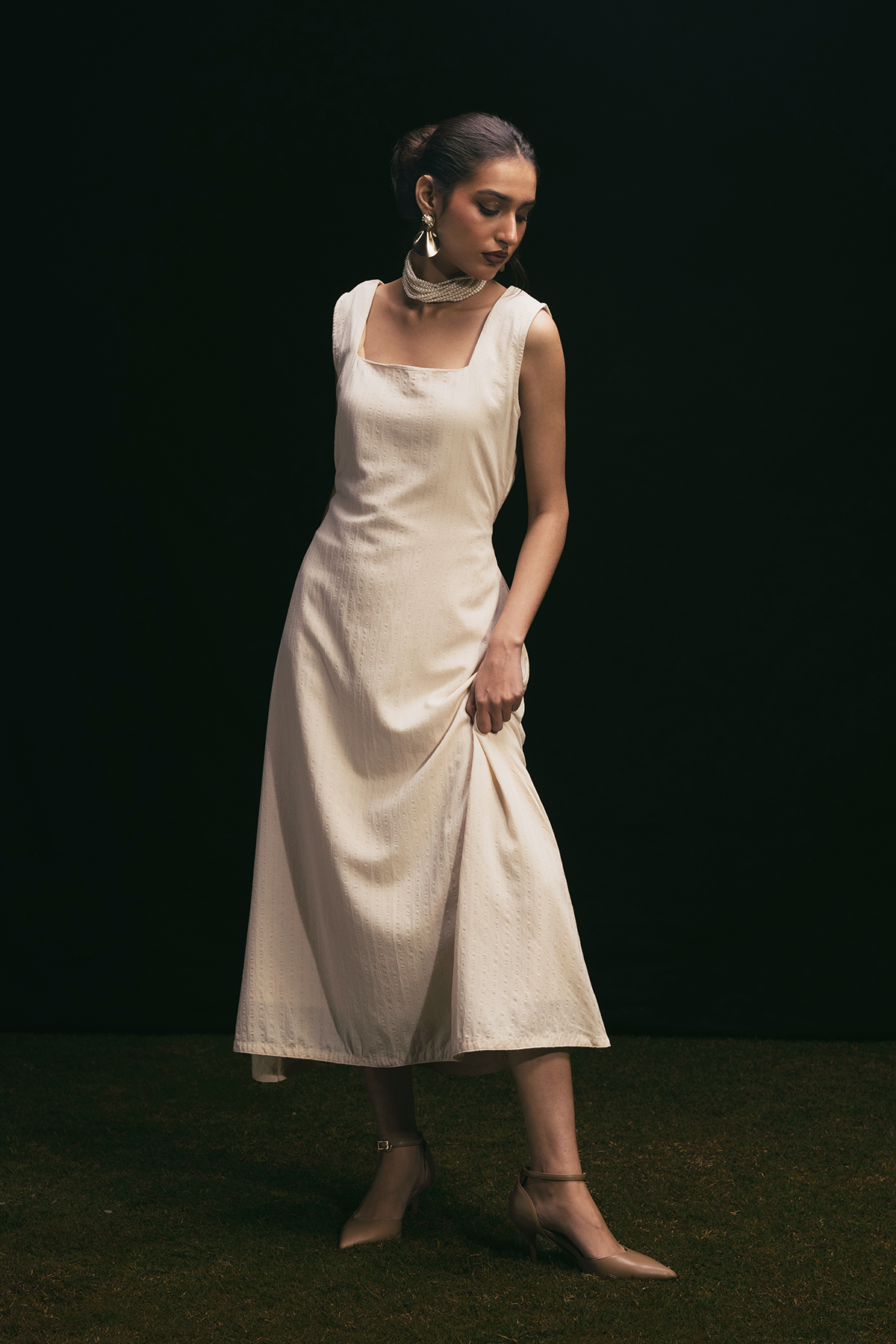 GRACE CREAM MIDI DRESS