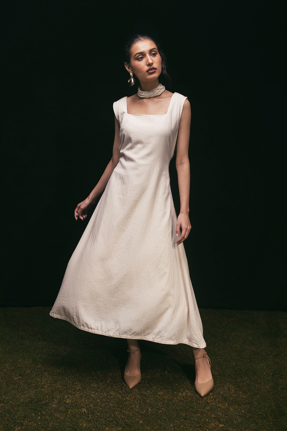 GRACE CREAM MIDI DRESS