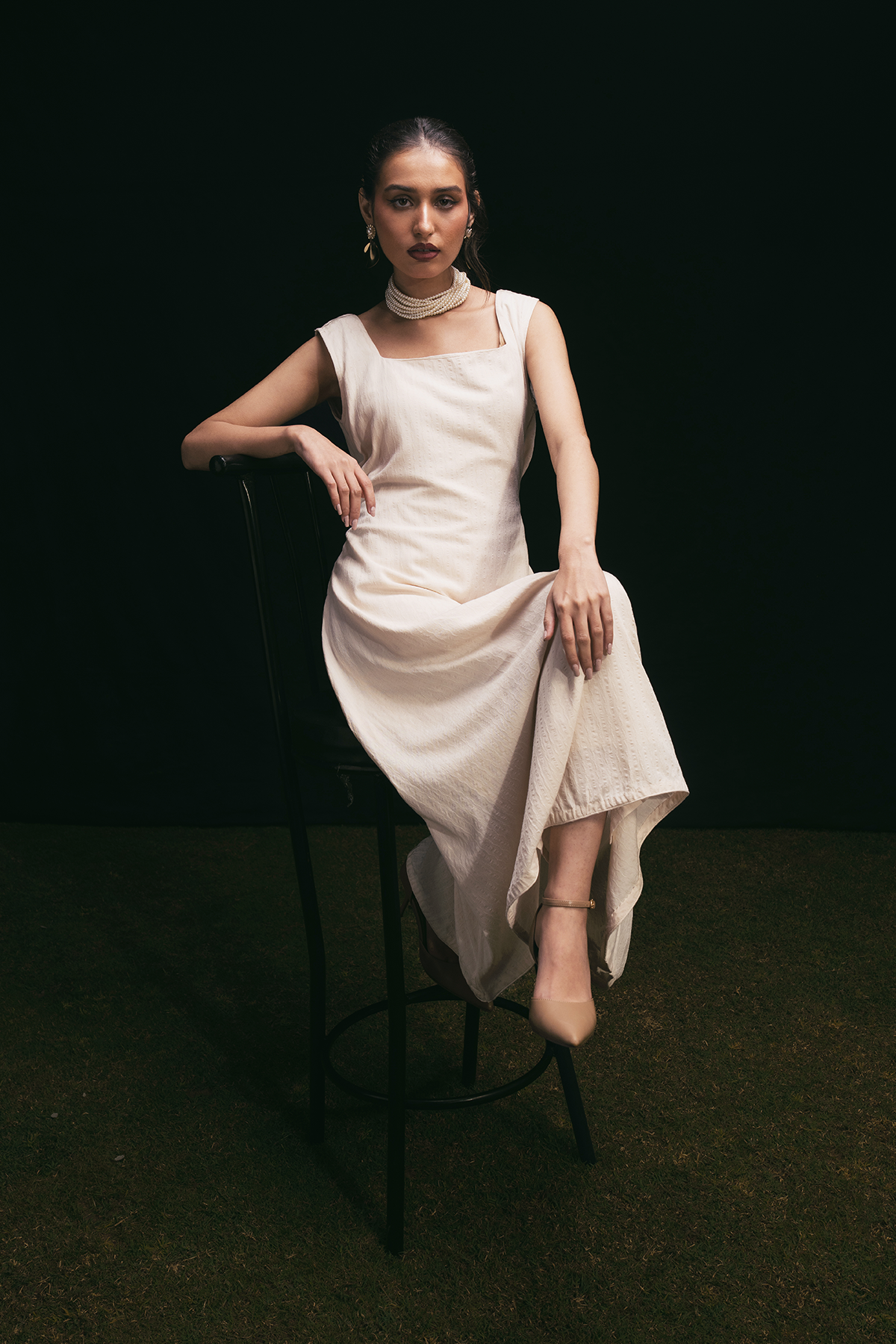 GRACE CREAM MIDI DRESS