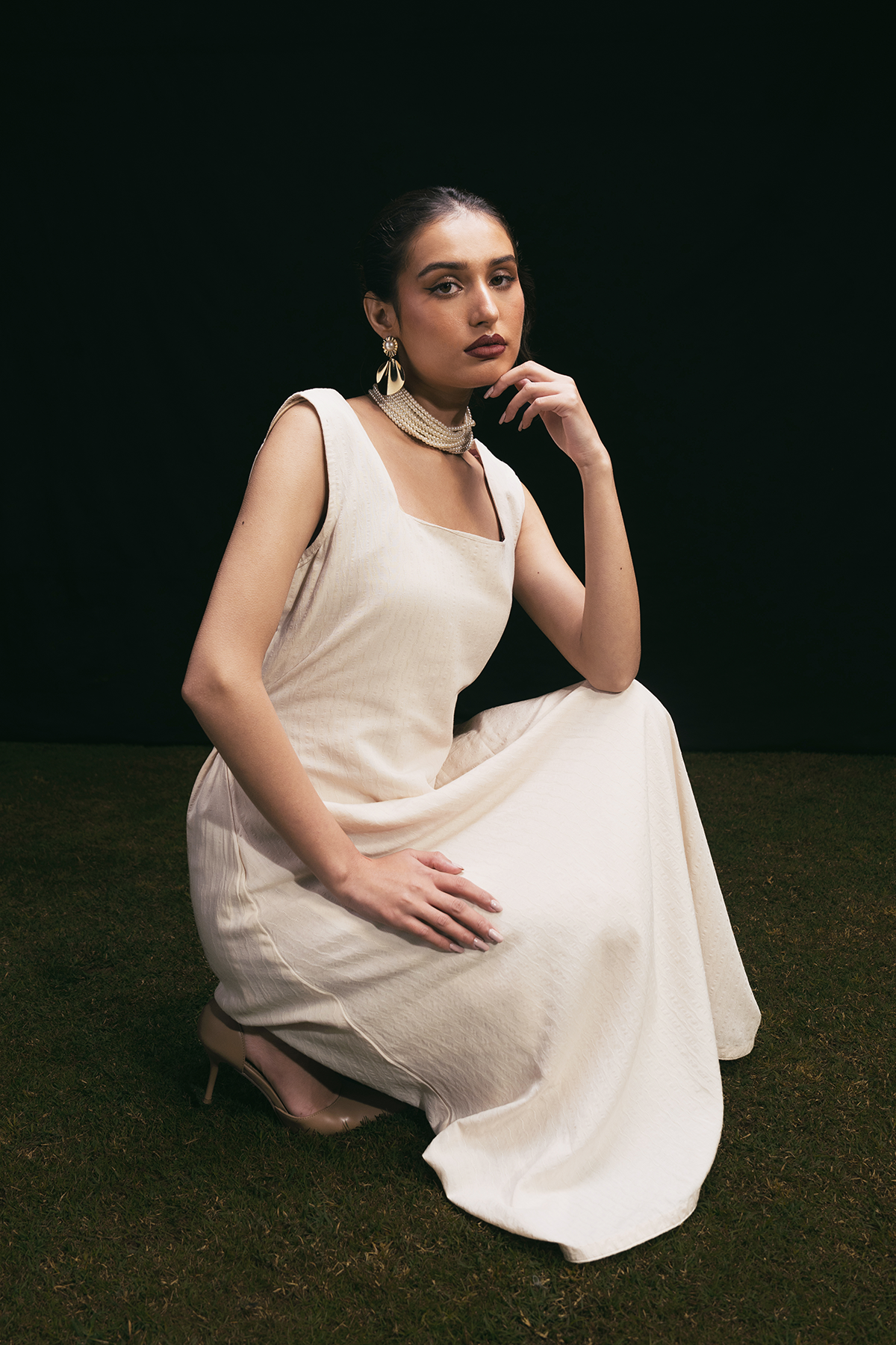 GRACE CREAM MIDI DRESS