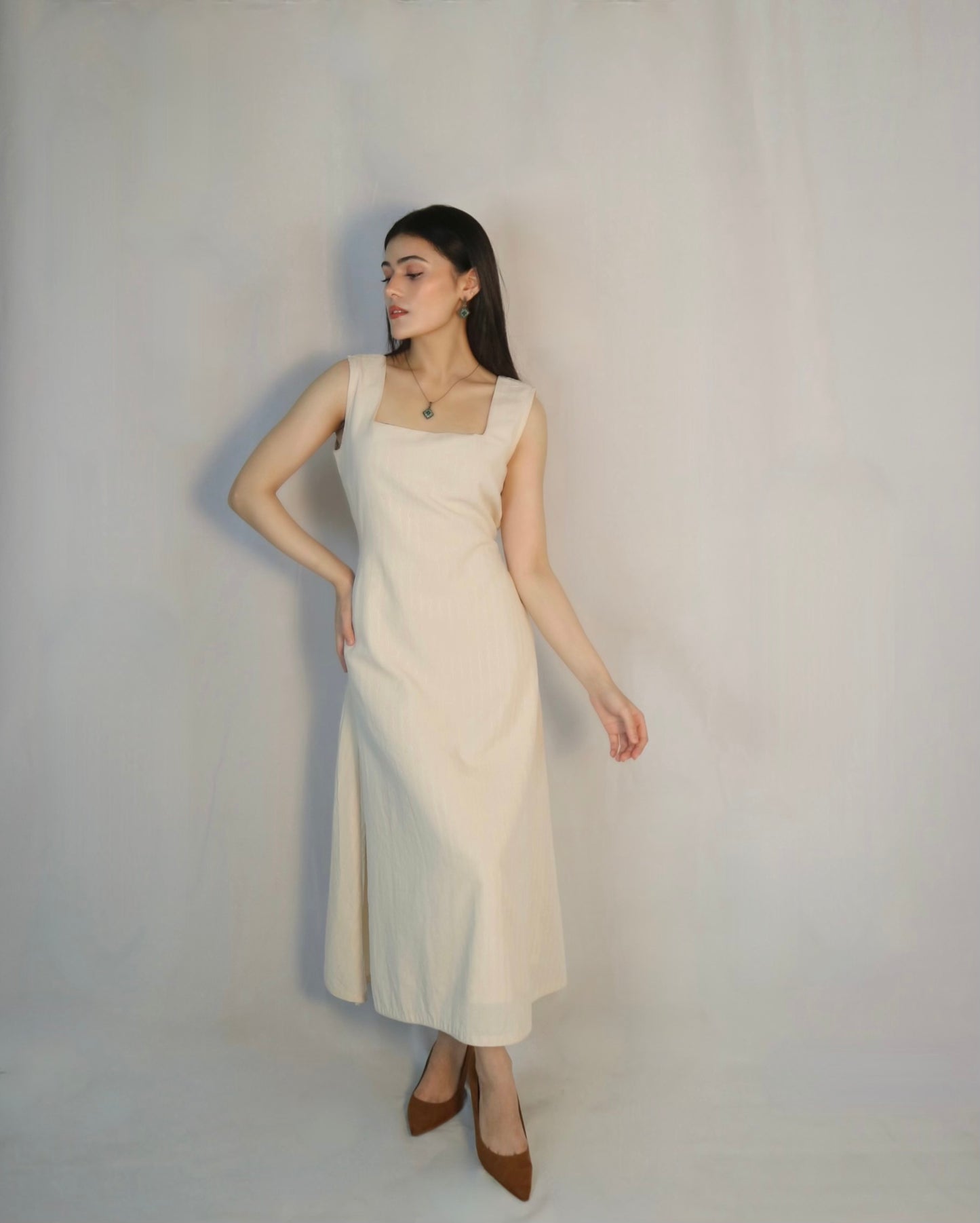 GRACE CREAM MIDI DRESS