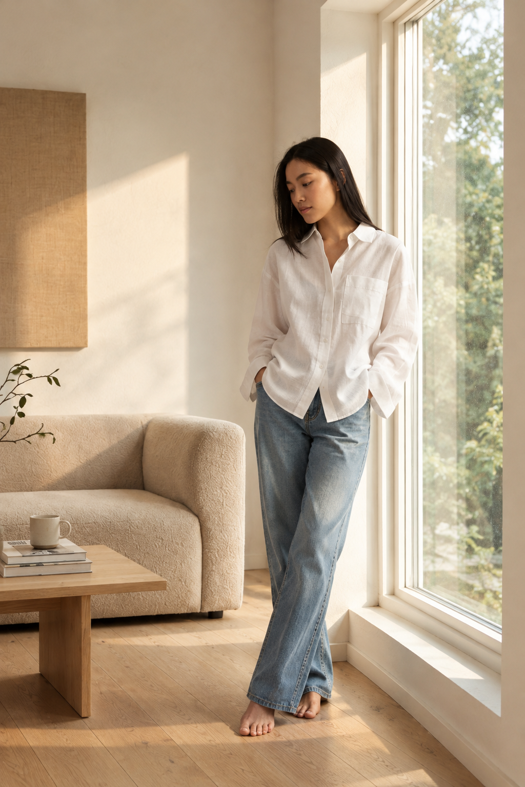FIONA WHITE COLLAR KIMONO SHIRT